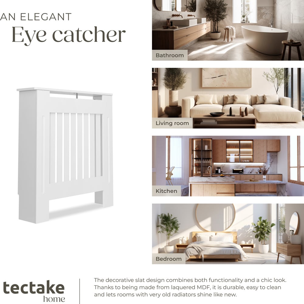 tectake Vila Louvre Style White Radiator Cover 78 x 82 x 19cm Image 7