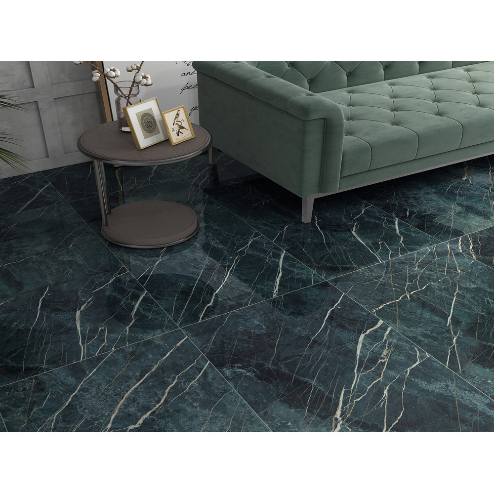 Top Ceramics Aqua-Green Marble Effect High Gloss Porcelain Wall Tile 1200 x 600mm Image 7