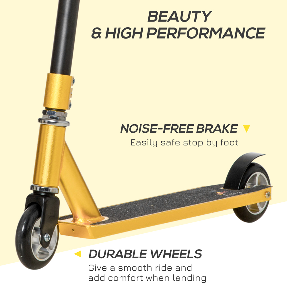 HOMCOM Gold Lightweight Entry Level Complete Trick Kick Stunt Scooter Image 6
