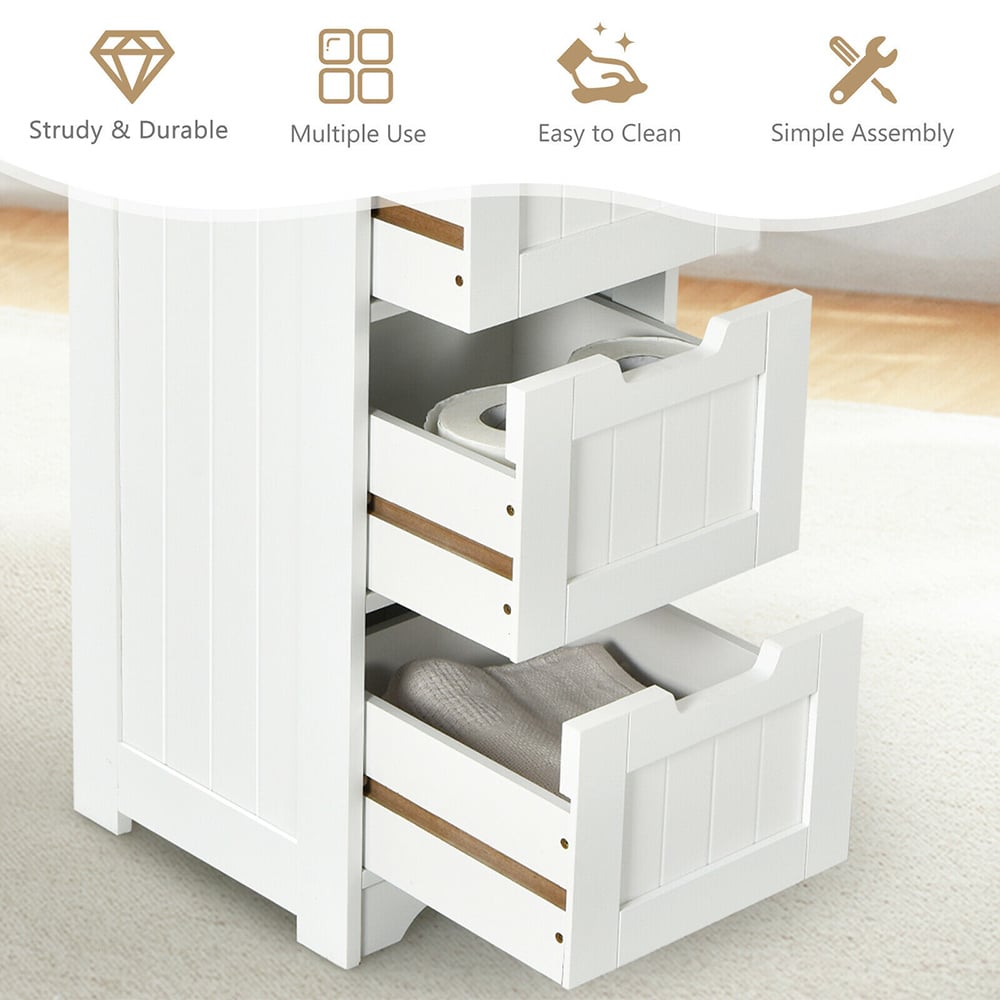 Costway 4 Drawer White Freestanding Bathroom Cabinet Image 6