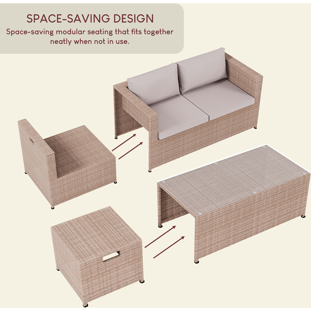 GARDEN VIDA Islay 6 Seater Natural PE Rattan Set Garden Lounge Set with Cover Image 6