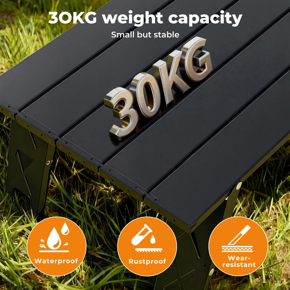 Levede Black Aluminium Foldable Camping Table Image 4