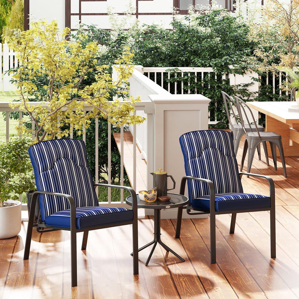 Outsunny 2 Seater Blue Recliner Garden Chair Set Image 3