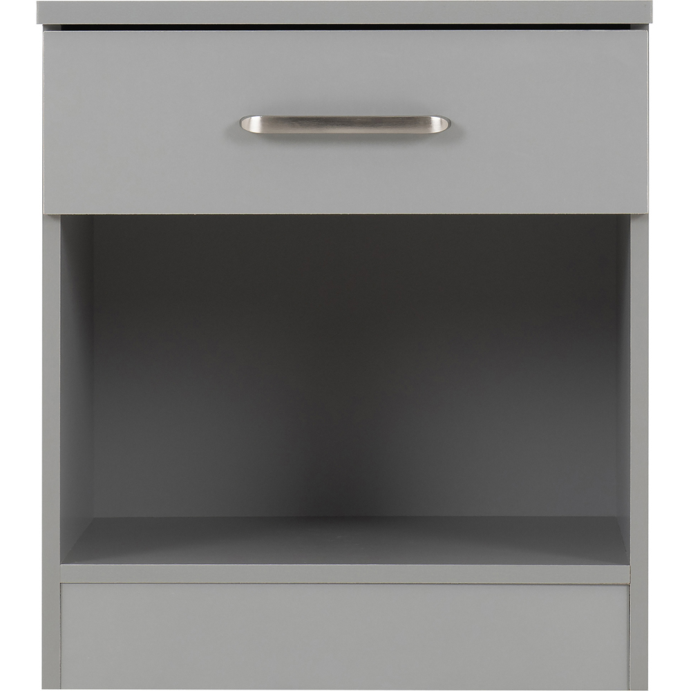 Seconique Dakota Single Drawer Light Grey Bedside Table Image 3