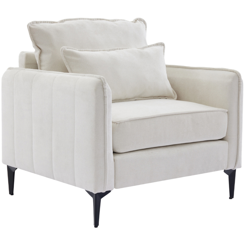 Living and Home White Fleece Fabric Armchair with Cushions Image 2