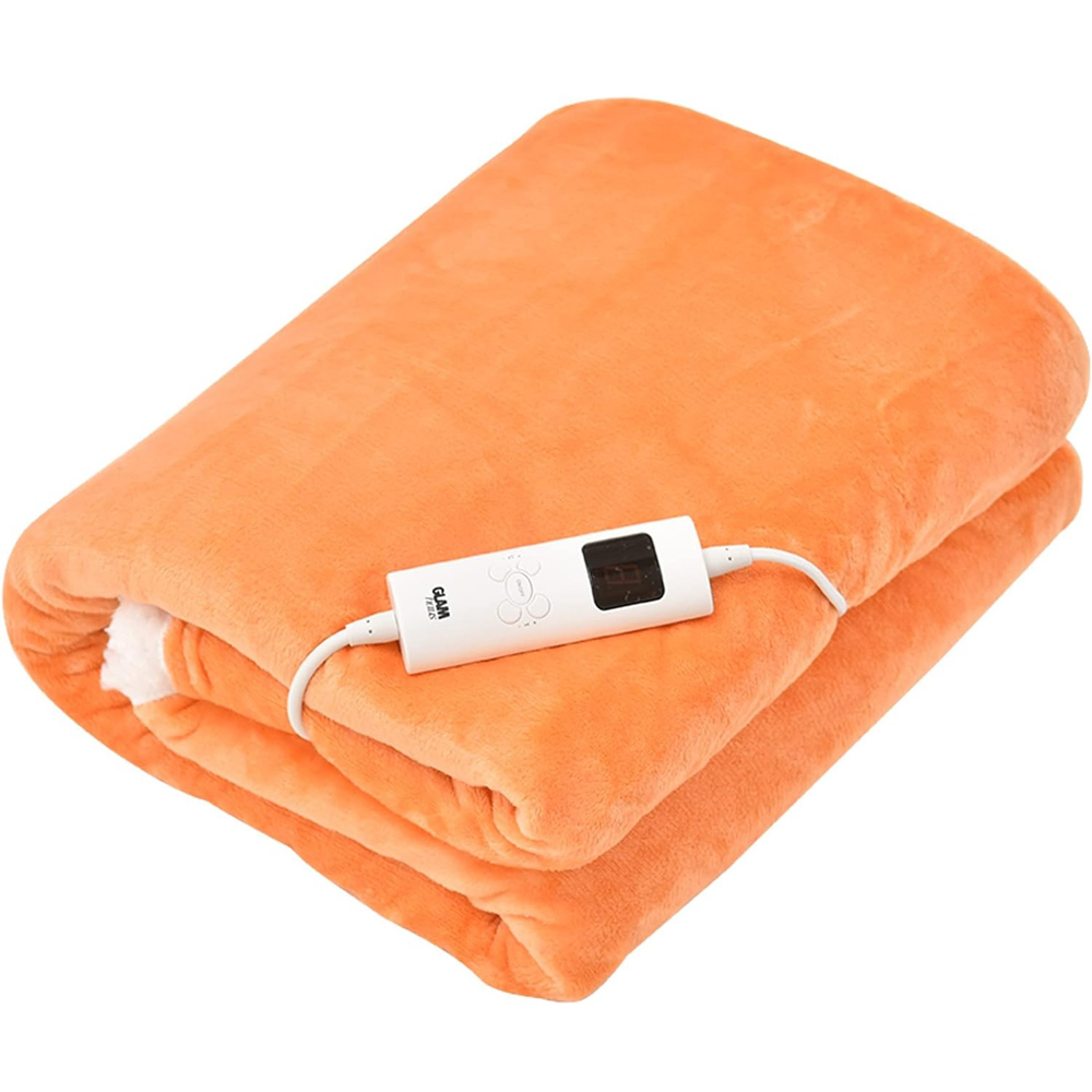GlamHaus Dark Orange Heated Blanket Image 5