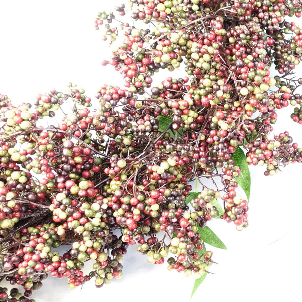 Leaf Black Berry Hanging Artificial Wreath 55cm Image 7