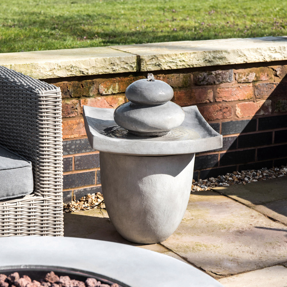 Teamson Home 2 Tier Outdoor Zen Stones Fountain with LED Light Image 5