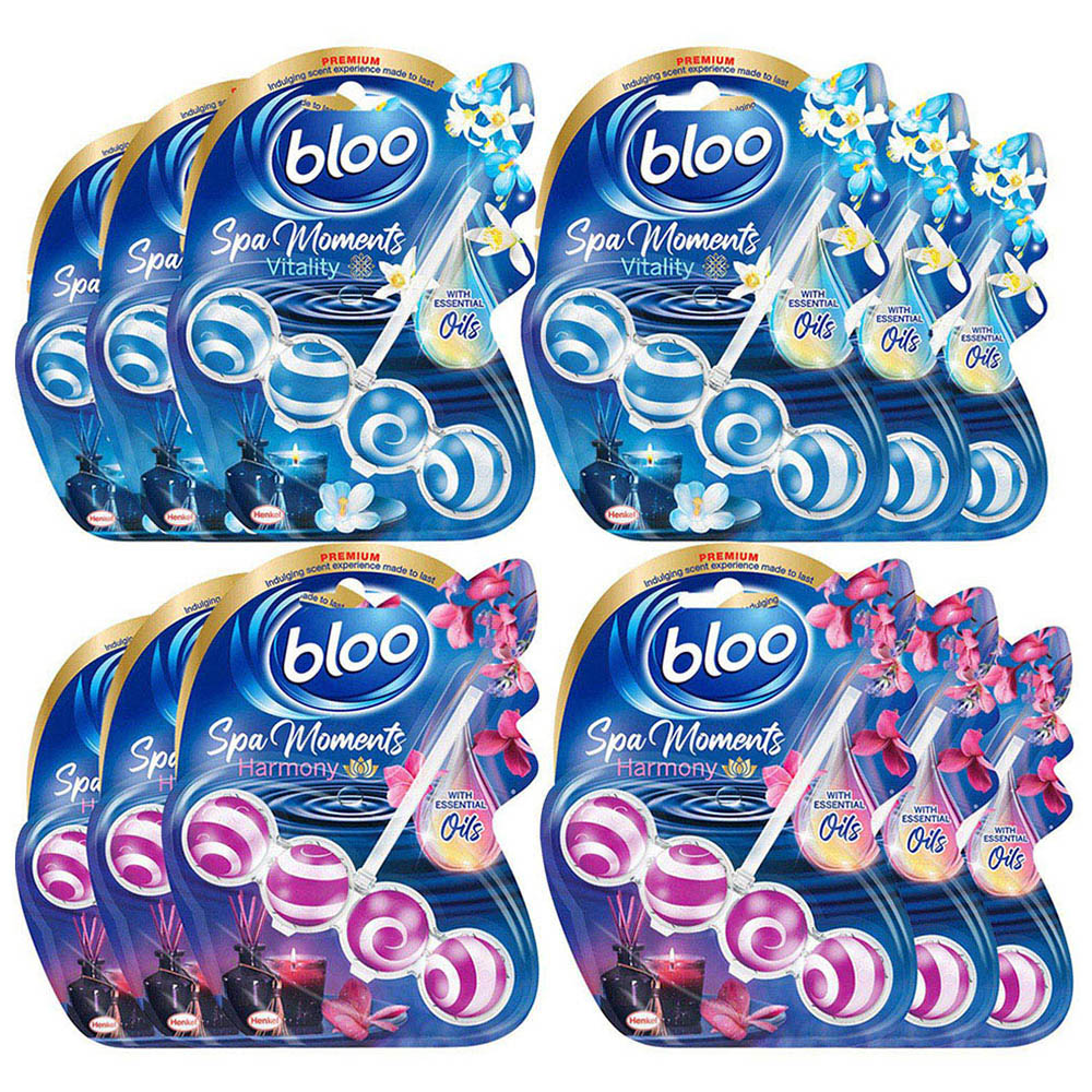Bloo Spa Moments Vitality and Harmony Essential Oil Toilet Rim Block 6 Pack Image 1