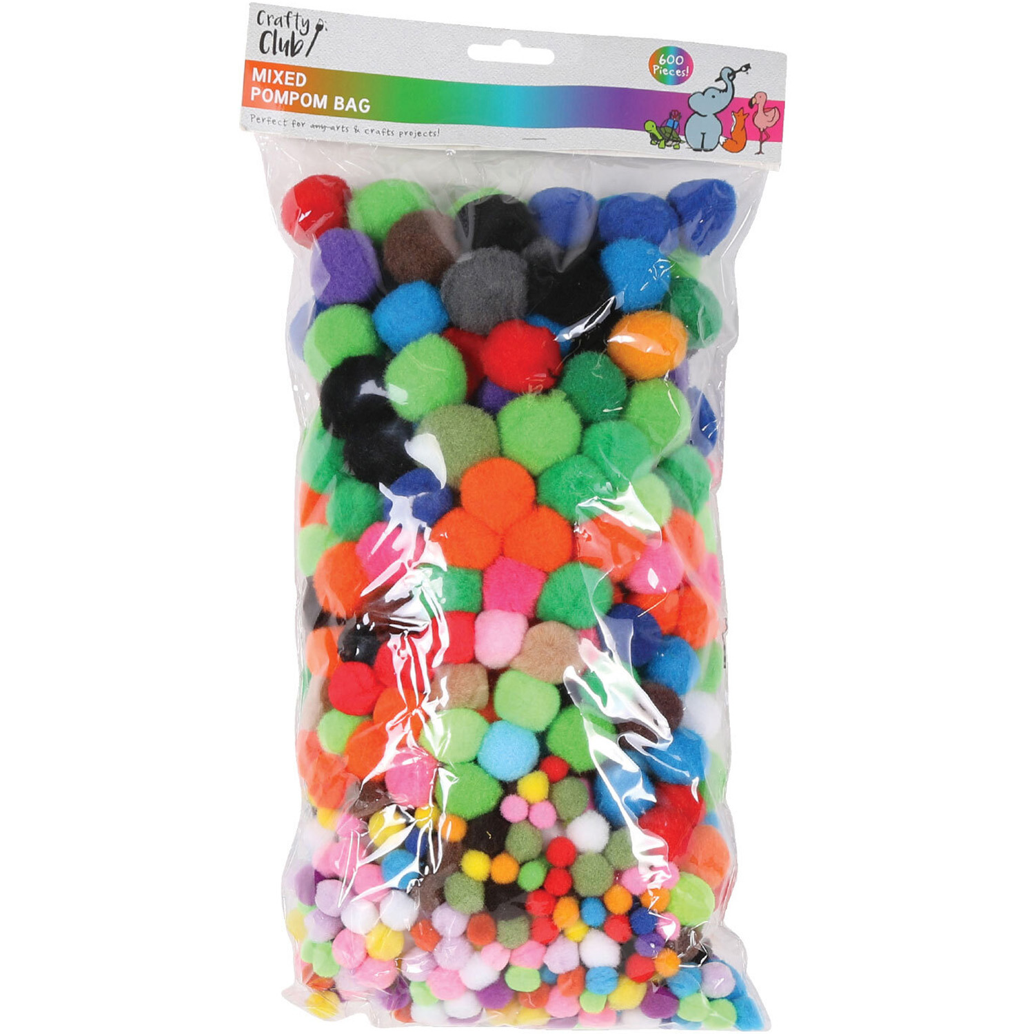 Crafty Club 600-Piece Mixed Pompom Bag Image