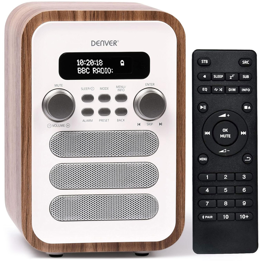 Denver DAB-48 White Bluetooth DAB Radio with Remote Control Image 1