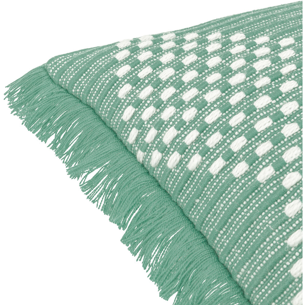 furn. Kadie Green Woven Feather Filled Cushion 45 x 45cm Image 4