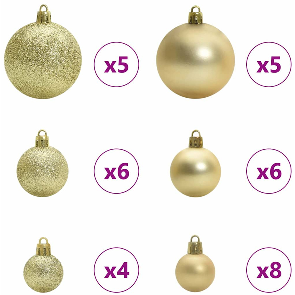 vidaXL Pre-Lit Gold Baubles Artificial Snow Flocked Christmas Tree 5ft Image 8