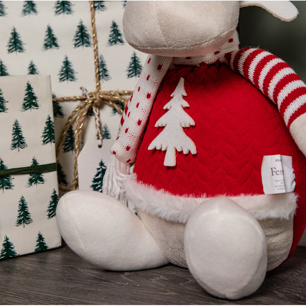 Samuel Alexander Light Up Sitting Reindeer Christmas Decoration with Red and White Jumper Image 4