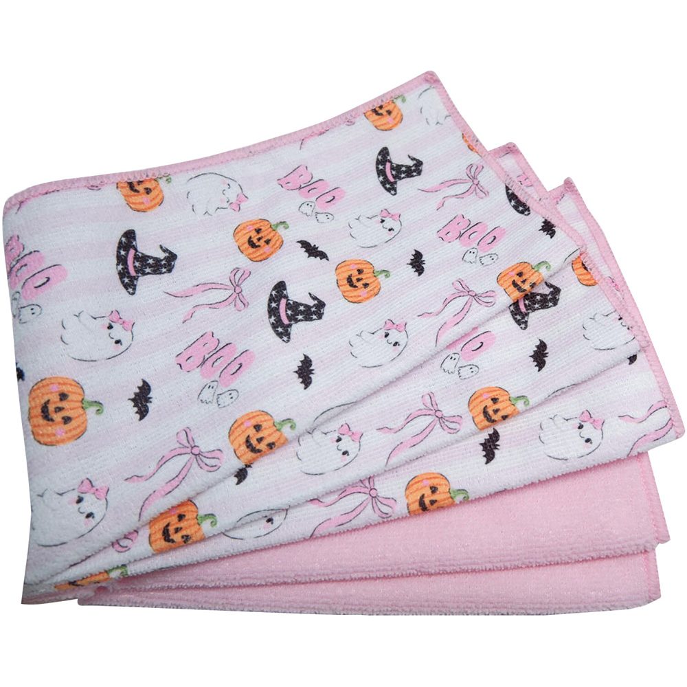 Pack of 5 Halloween Microfibre Cloths Pink Image 5