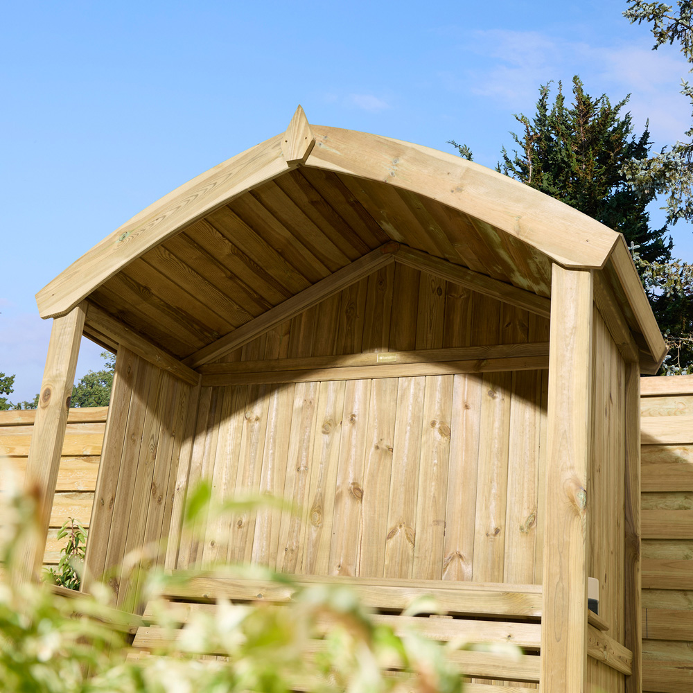 Rowlinson Harrogate 3 Seater 7 x 6 x 3ft Natural Wooden Arbour Image 4