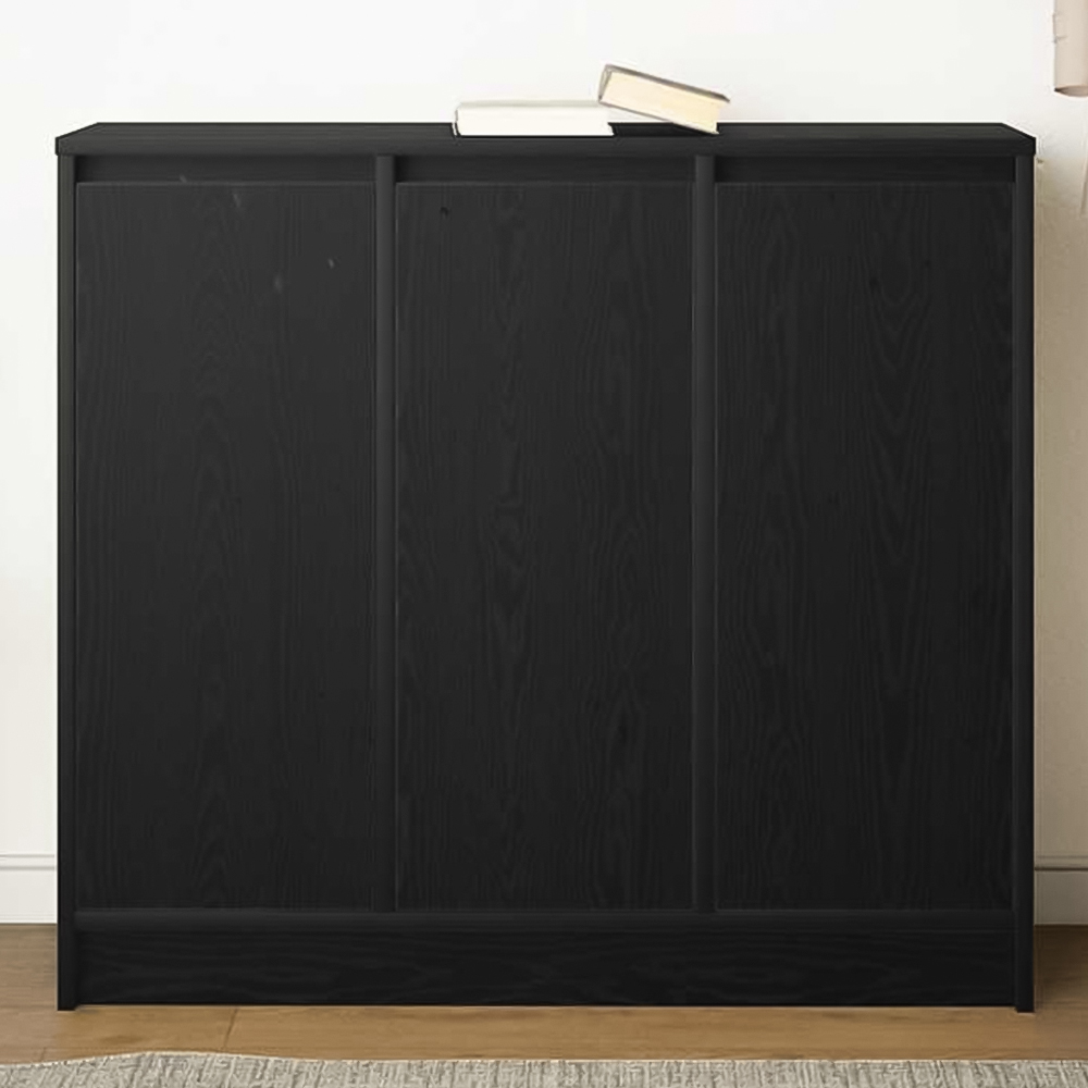vidaXL 3 Door Black Oak Sideboard Image 1