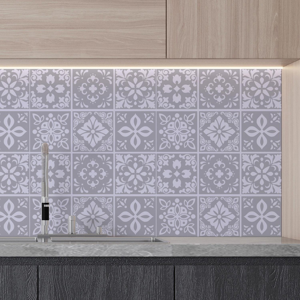 Walplus Andalu Light Grey Cement Spanish Wall Tile Sticker 15 x 15cm 72 Pack Image 2