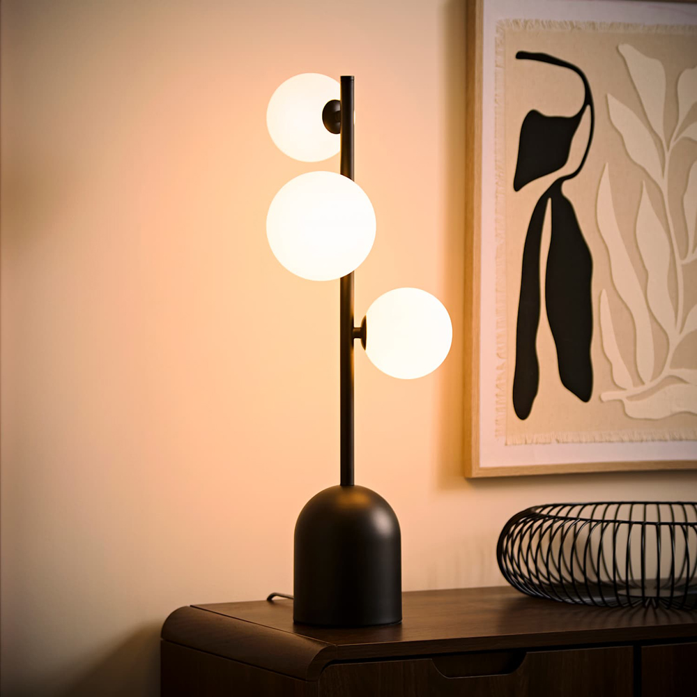 ValueLights Marlow 3 Way Matte Black LED Table Lamp with Bulb Image 2