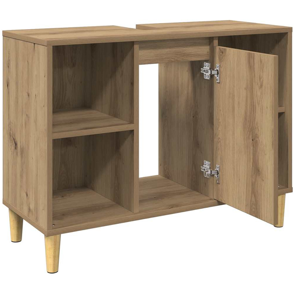 vidaXL Single Door 4 Open Shelf Artisan Oak Bathroom Sink Cabinet Image 5