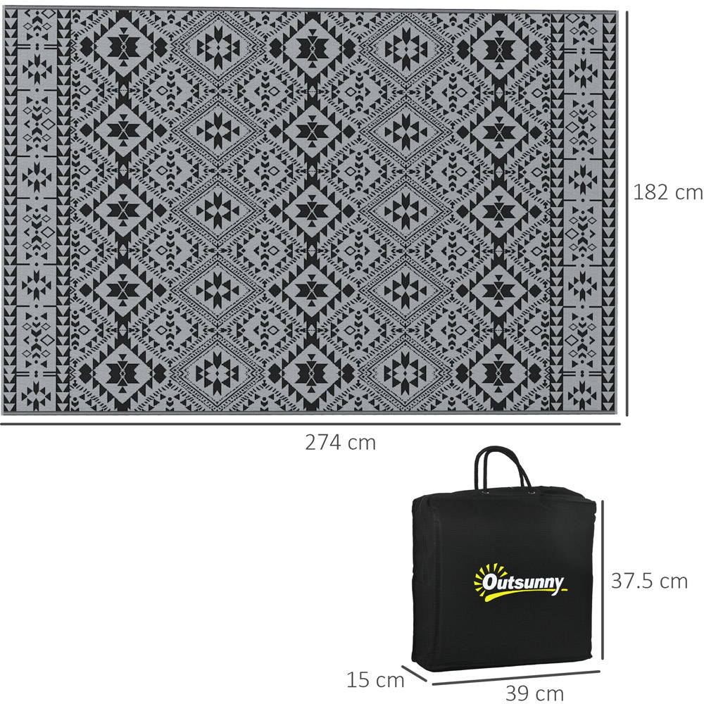 Outsunny Black and Grey Reversible Outdoor Rug with Carry Bag 182 x 274cm Image 7