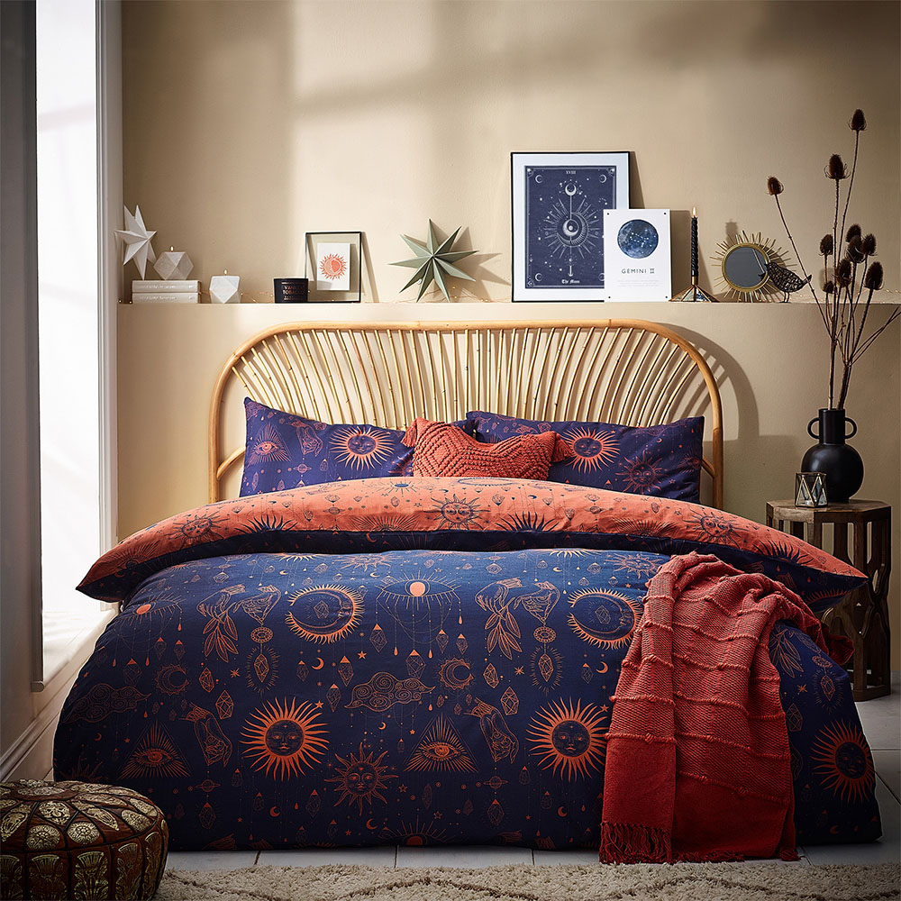 furn. Constellation Celestial Double Bronze and Navy Duvet Set Image 4