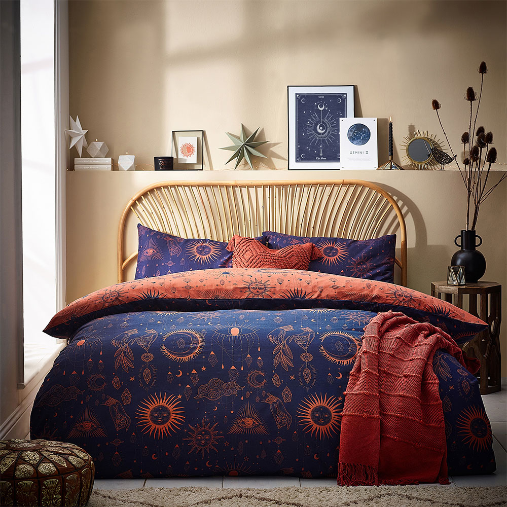 furn. Constellation Celestial Super King Bronze and Navy Duvet Set Image 4
