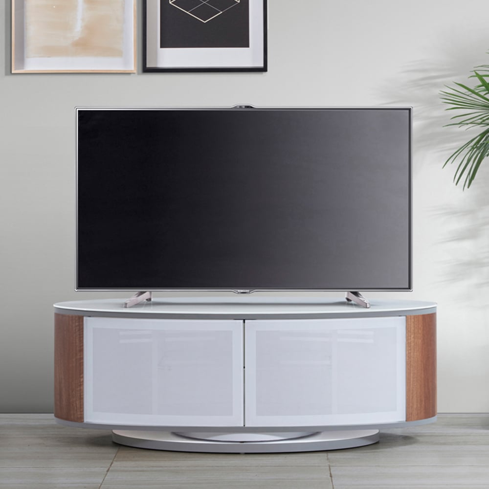 MDA Designs Luna 2 Door White and Walnut TV Cabinet Image 8