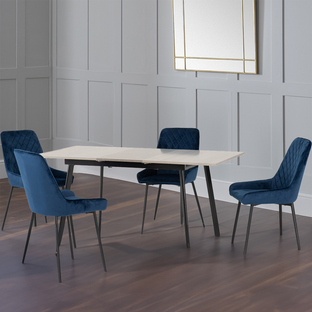 Seconique Avery 4 Seater Extending Dining Set Concrete and Sapphire Blue Image 1