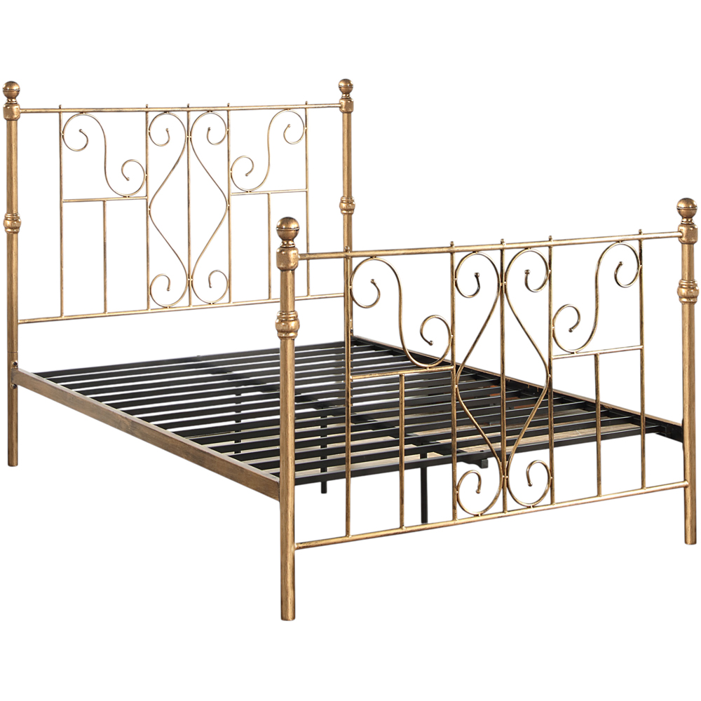 OAT Home Belgravia Double Antique Brass Effect Metal Bed Image 2