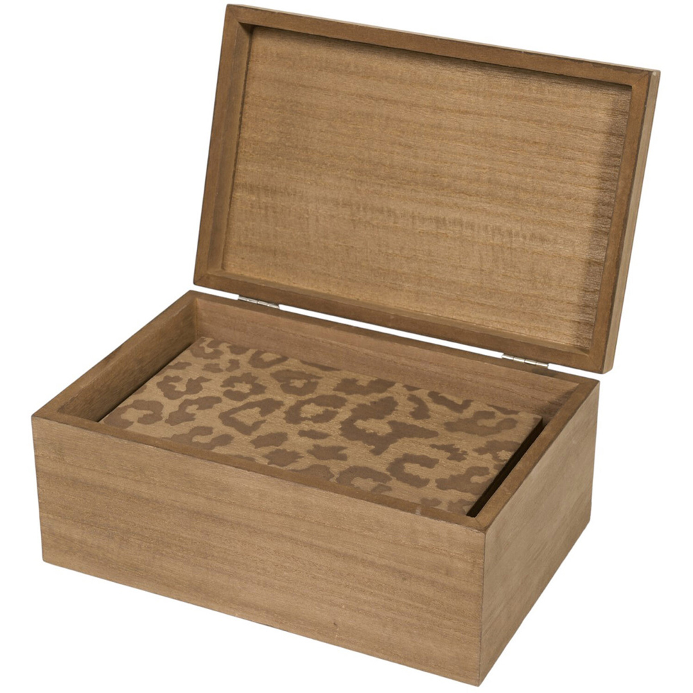 Set of 2 Leopard Wooden Boxes Brown Image 9