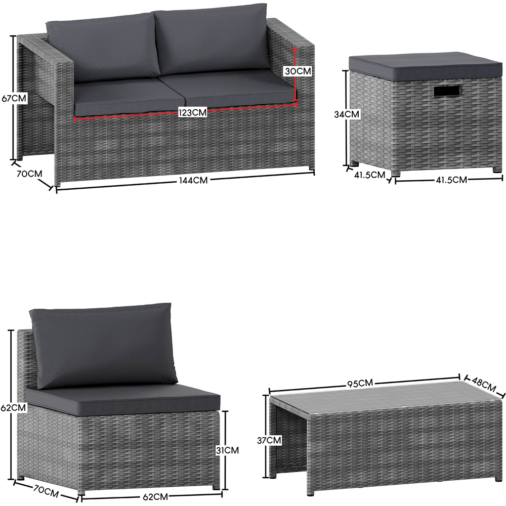 GARDEN VIDA Islay 6 Seater Grey PE Rattan Set Garden Lounge Set with Cover Image 9