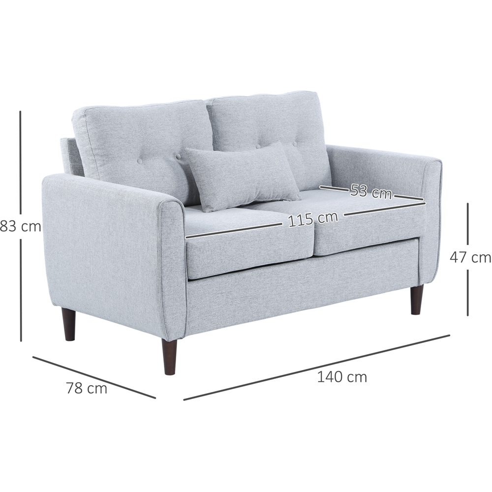 Portland 2 Seater Light Grey Linen Loveseat Sofa Image 3