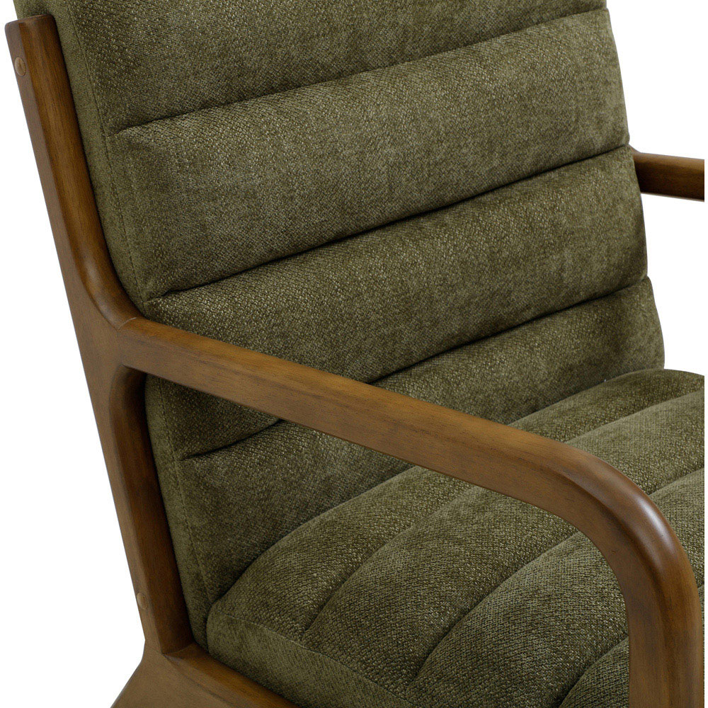 Otis Olive and Brown Chenille Static Ribbed Armchair Image 7