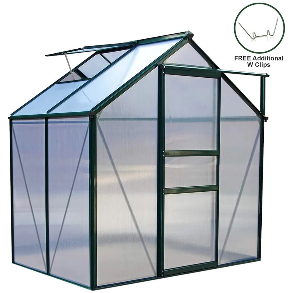 MonsterShop Green 6 x 4ft Polycarbonate Greenhouse Image 4