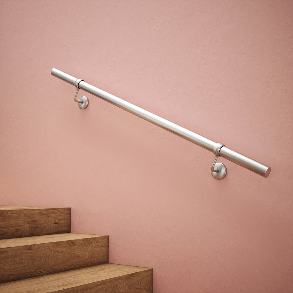 Rothley Brushed Steel Stair Handrail Kit 1.2m Image 1