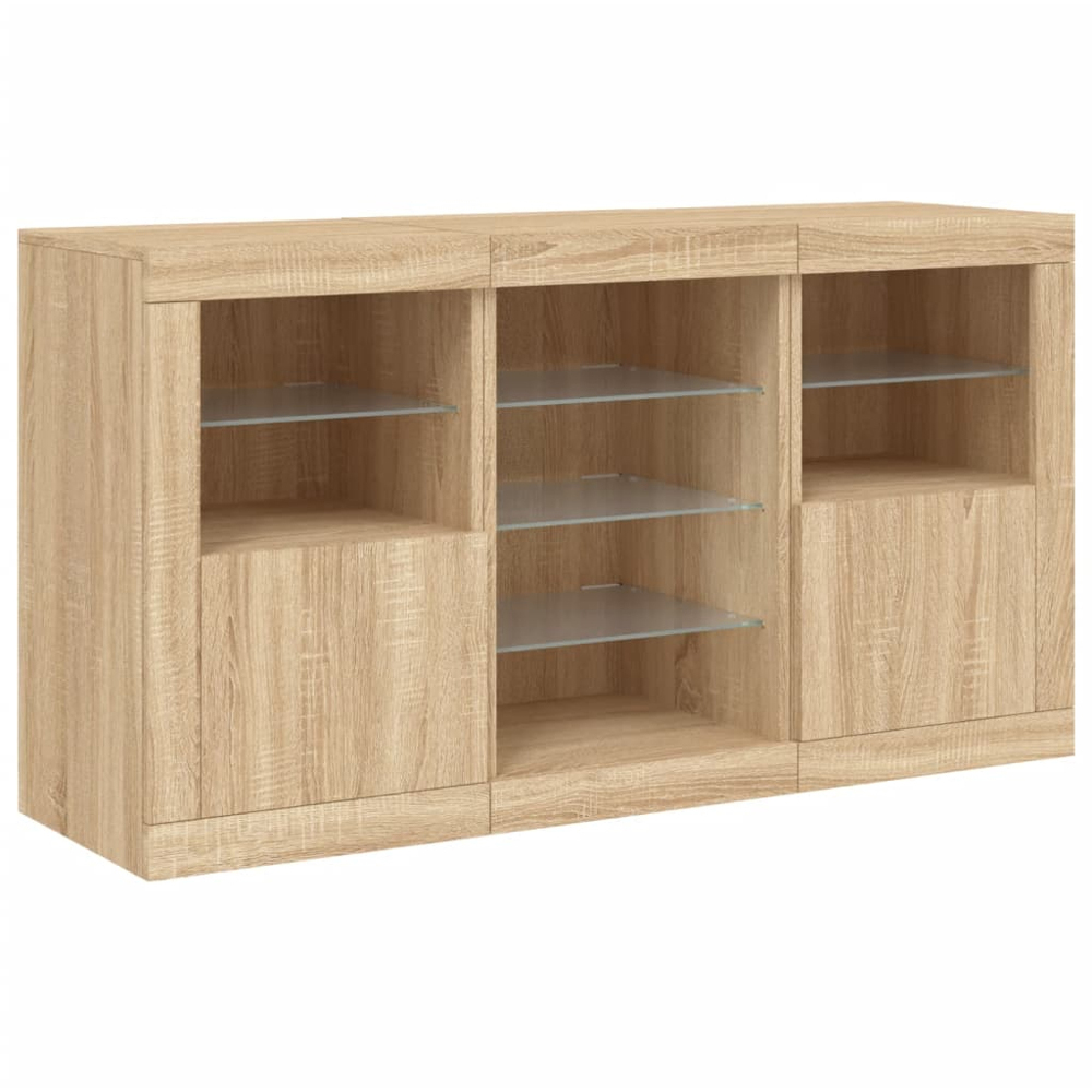 vidaXL 2 Door 8 Shelf Sonoma Oak Sideboard with LED Lights Image 5