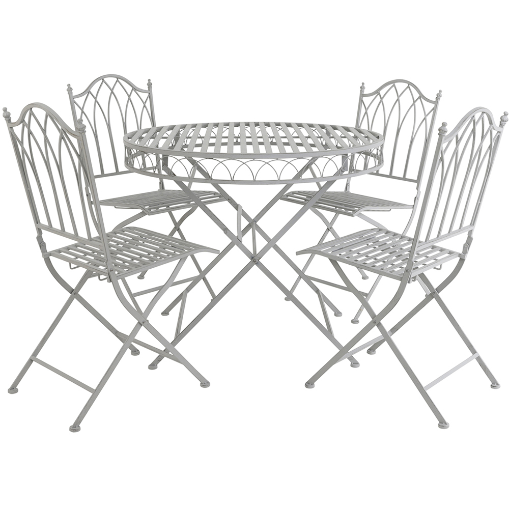Charles Bentley 4 Seater Grey Decorative Rustic Metal Garden Bistro Set Image 2