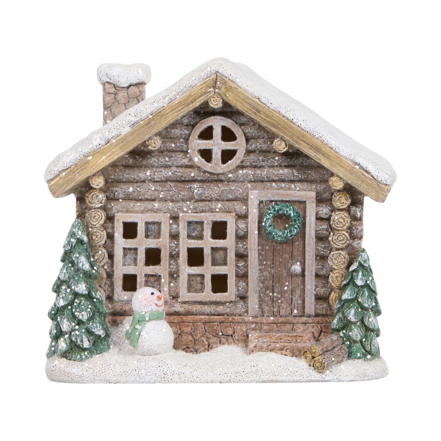 LED Christmas Cabin Brown Image 2