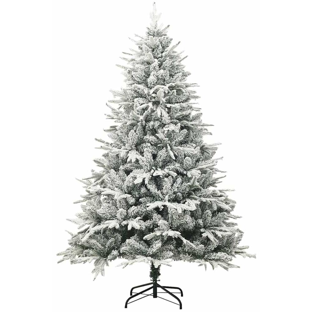 vidaXL 300 LED Pre-Lit Green Artificial Snow Flocked Christmas Tree 6ft Image 4