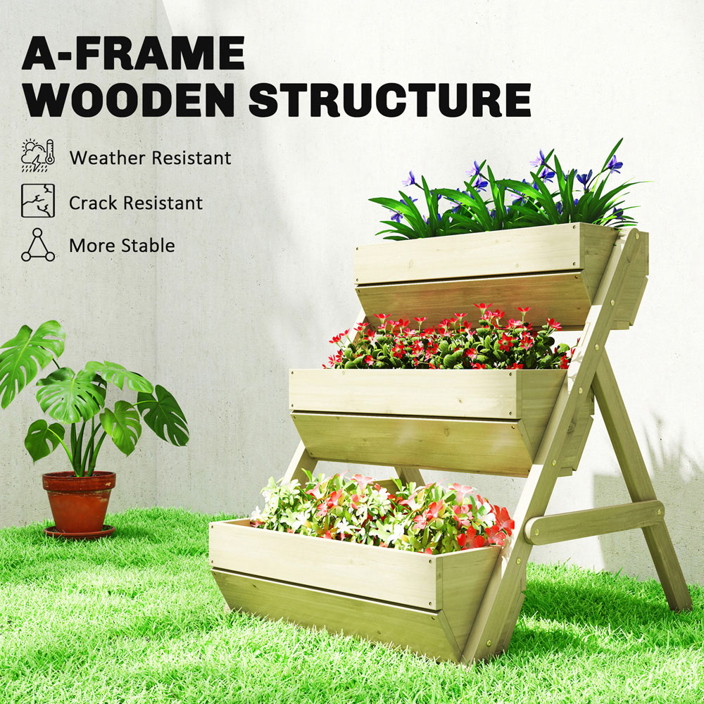 Outsunny 3-Tier Wooden Raised Garden Bed Elevated Planter Box Image 6