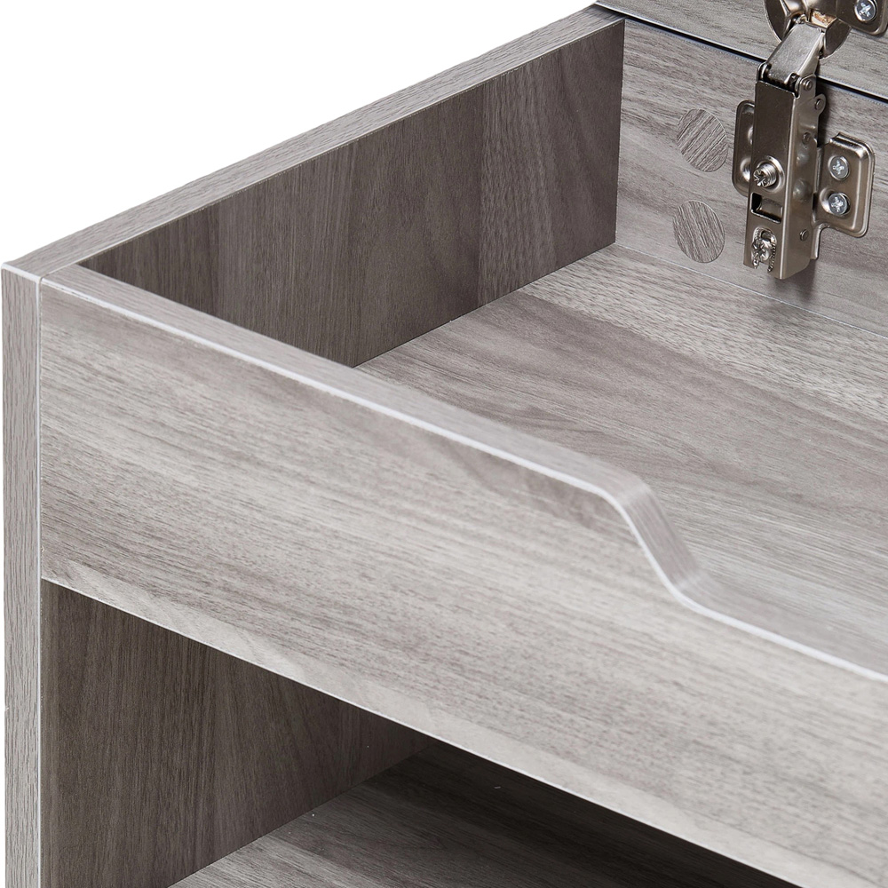 Living and Home 2 Open Shelf Grey Linen Shoe Bench with Lift-Up Lid Image 3