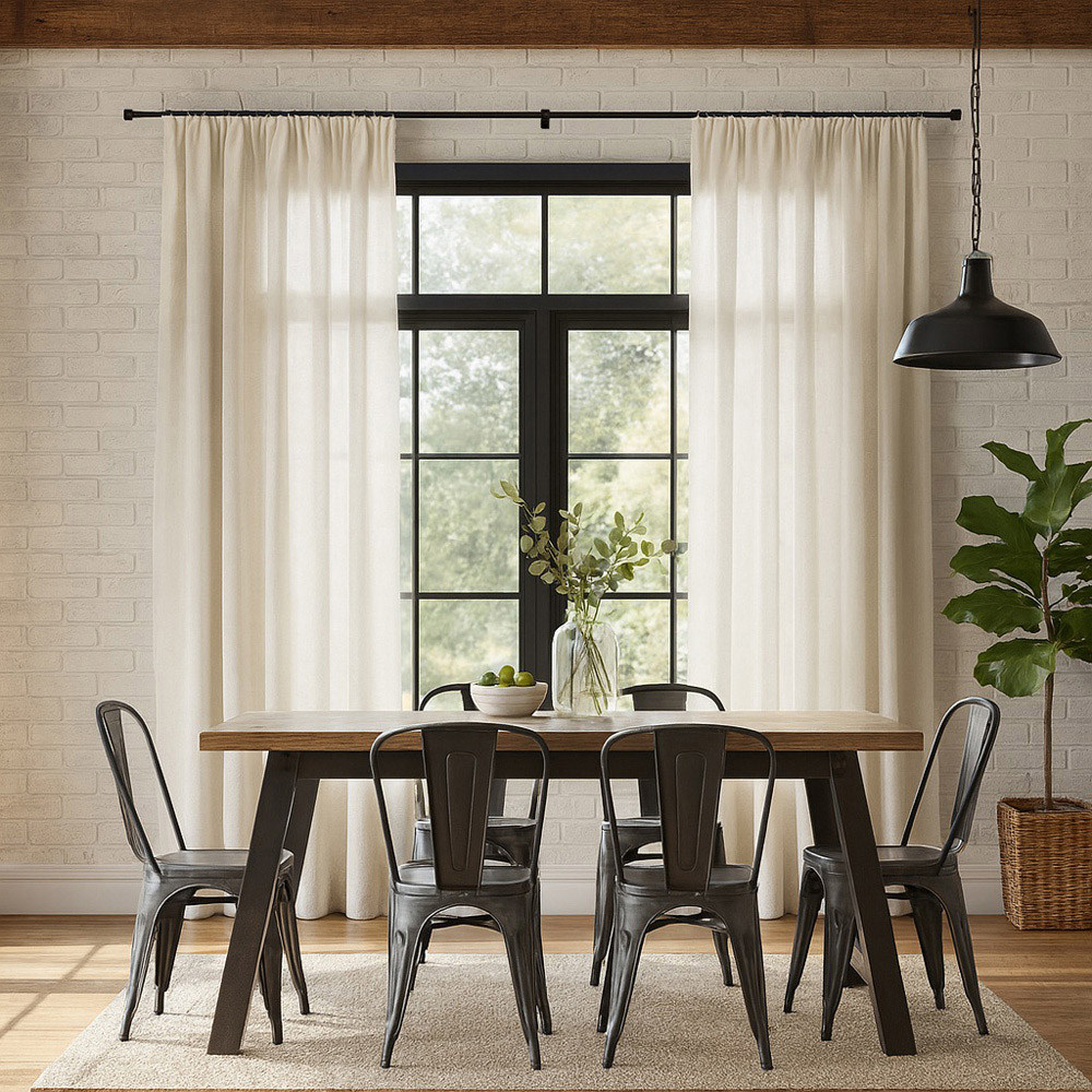 Harbour Housewares 77-257cm Extendable Matt Black Metal Curtain Pole Kit Image 2