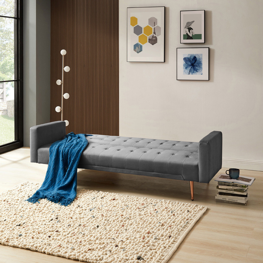 Home Detail Windsor 3 Seater Grey Velvet Sofa Bed Image 7