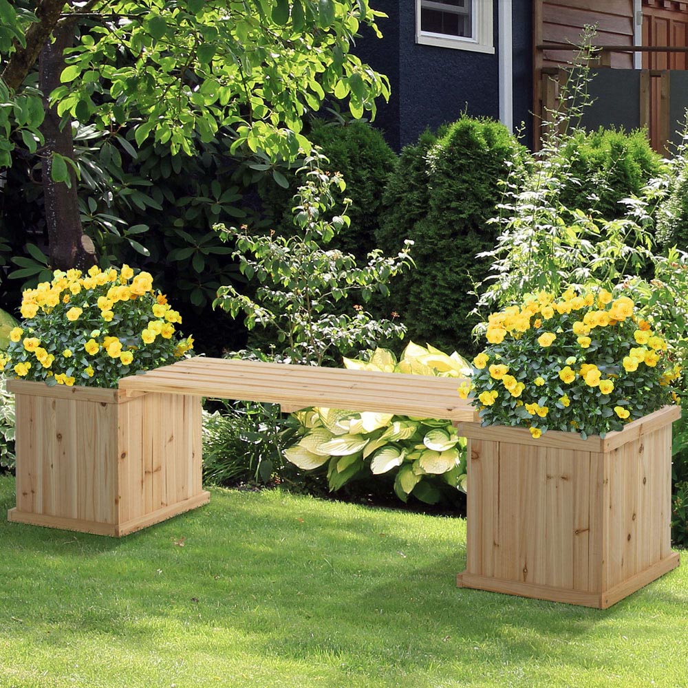 Outsunny Natural Garden Raised Bed Duo Planter Image 2