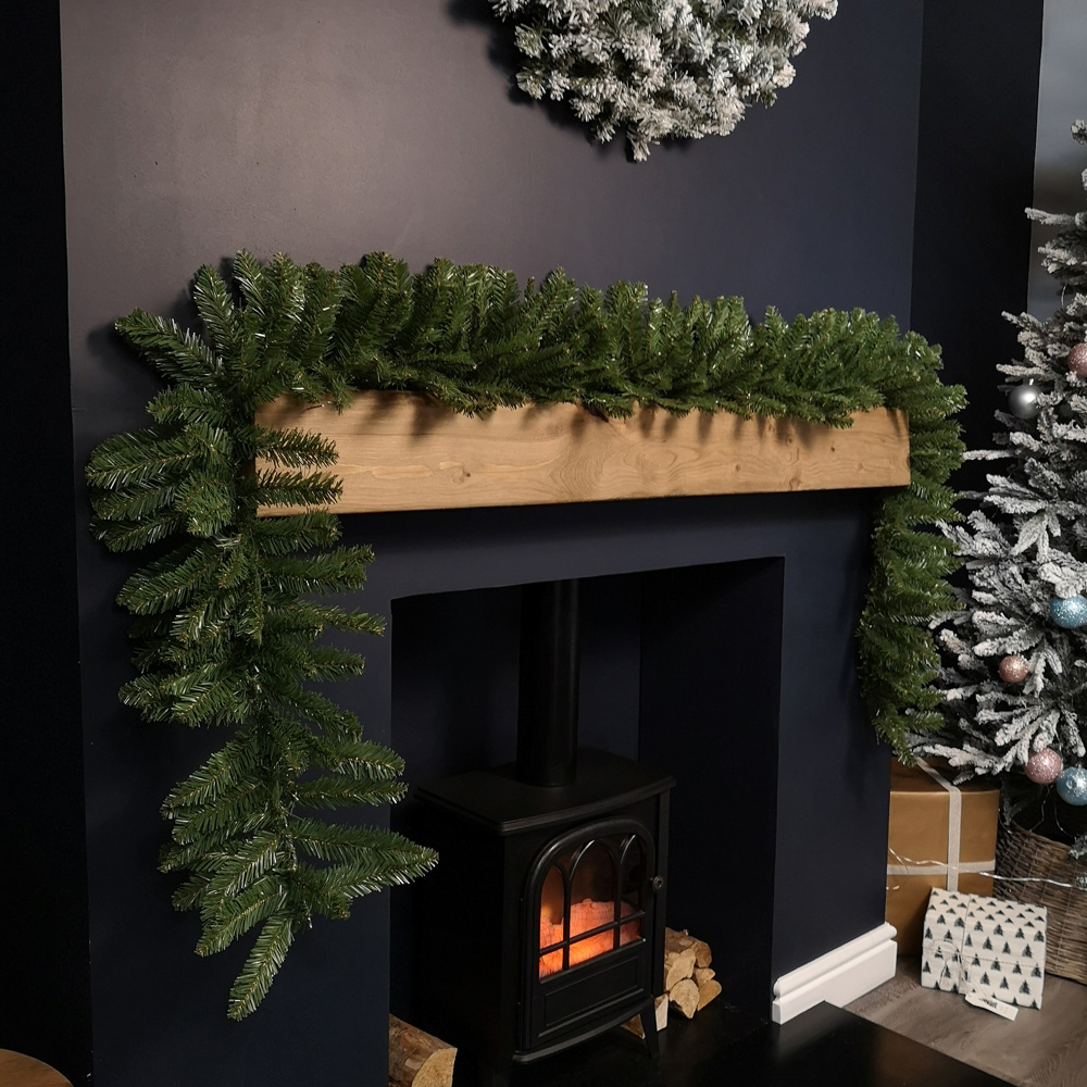 Samuel Alexander Plain Christmas Garland Green 270cm Image 7