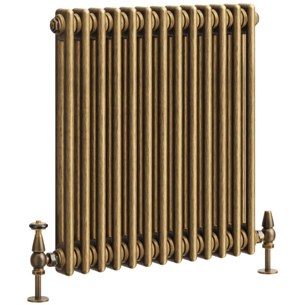 Go Bathrooms Traditional 1996 BTU 2 Column Antique Brass Radiator 600 x 605mm Image 1
