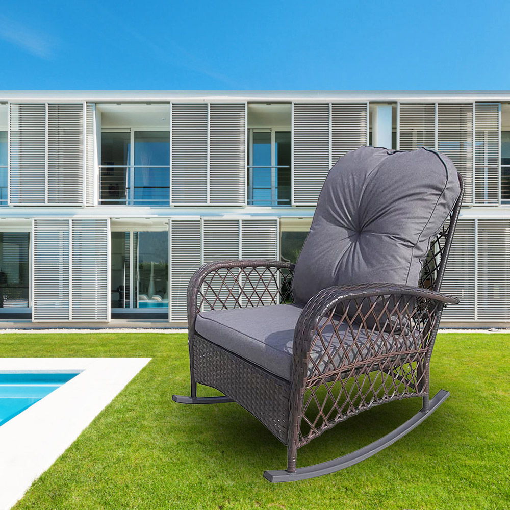 Furniture One Wicker Garden Rocking Chair Image 4
