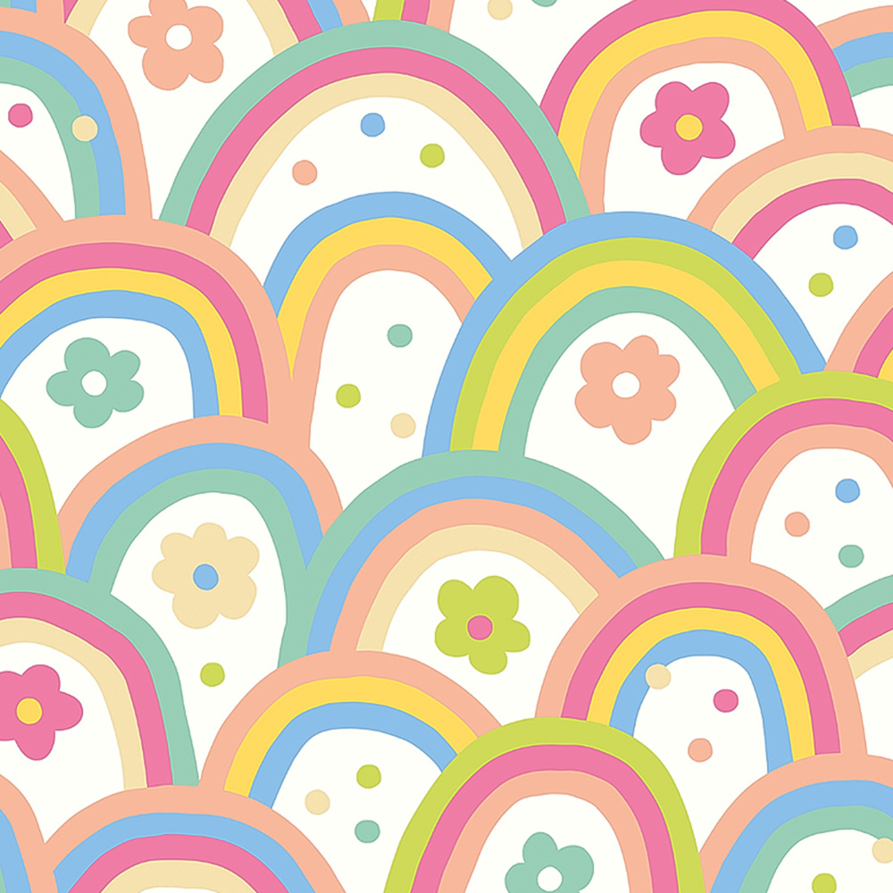 Origin Murals Rainbow Wobble Pink Wall Mural Image 2