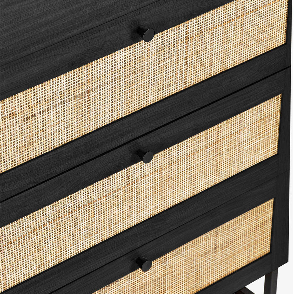 Julian Bowen Padstow 3 Drawer Black Chest of Drawers Image 5